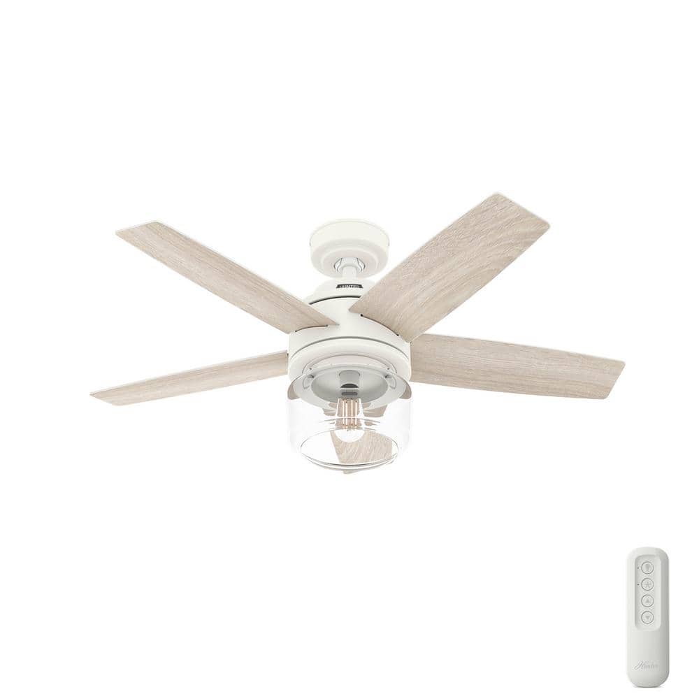 Margo 52" Textured White Ceiling Fan with Light Oak Blades and Remote