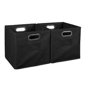 12 in. H x 12 in. W x 12 in. D Black Fabric Cube Storage Bin 2-Pack