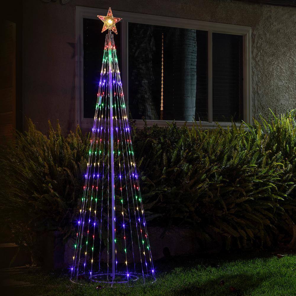 86" Multi-Color LED Outdoor Plastic Christmas Tree with Star Topper