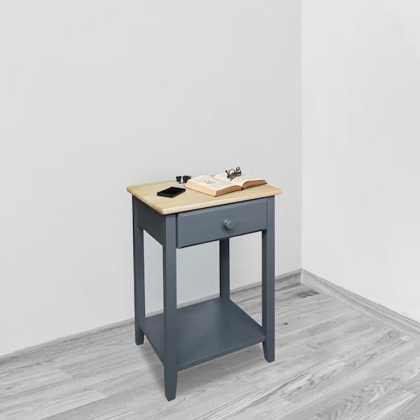 Casual Home Night Owl Natural Gray 1-Drawer 17.5 in. W Nightstand with USB Port