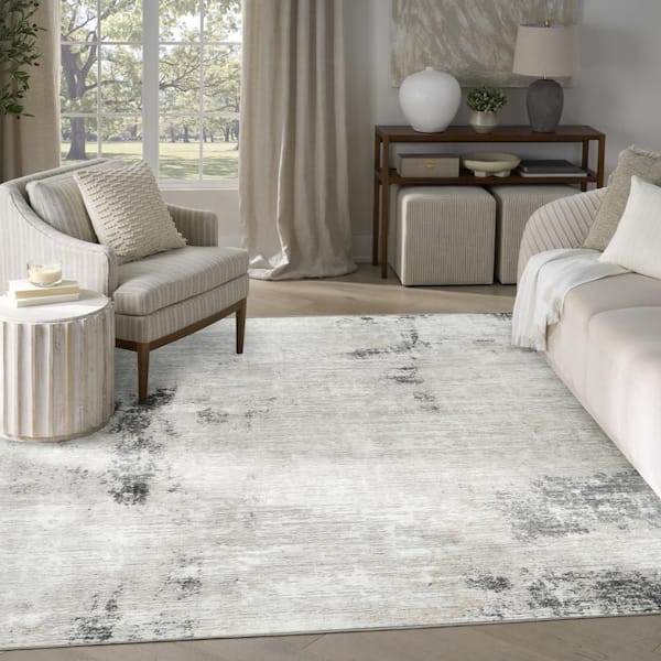 Dekor Grey Charcoal 9 ft. x 12 ft. Abstract Contemporary Area Rug