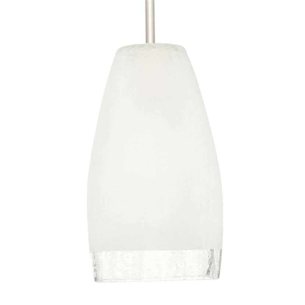 Elegant Matte Nickel 3-Light Pendant with White Crackle Glass Shades