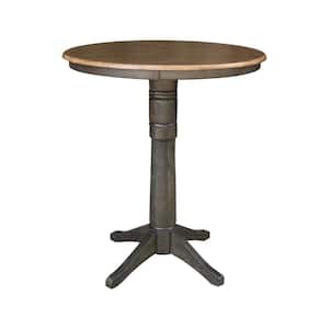 Hickory /Coal 36 in. Round Solid Wood Bar Height Dining Table