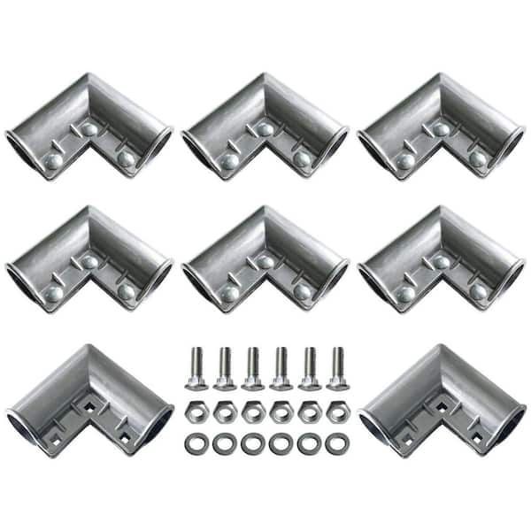 1-3/8 in. x 1-3/8 in. Metal Chain Link Fence Gate Corner, Aluminum 90° Gate Elbow, Chain Link Fence Fittings, 8 Pcs