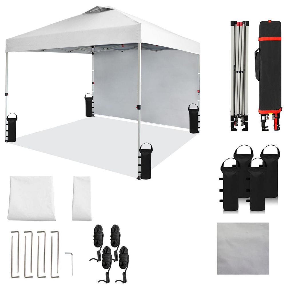 10x10 Pop Up Canopy with Side Wall-One Push Setup Beach Tent for Outdoor Ev