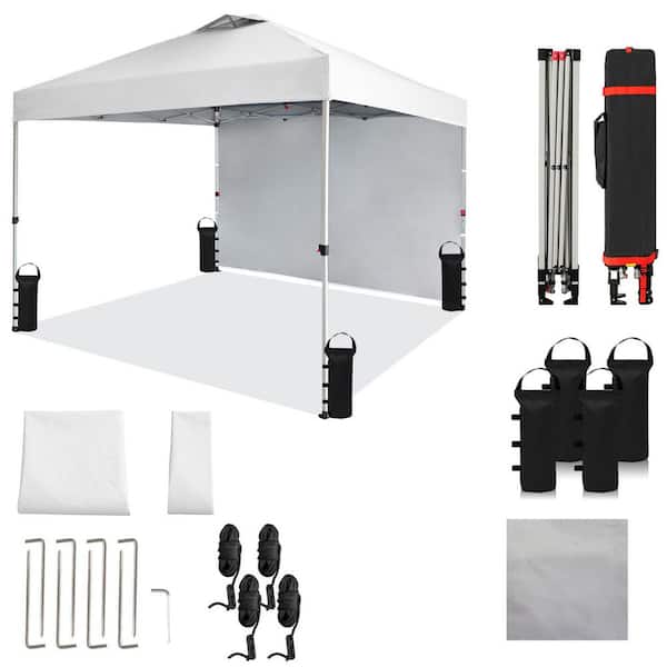 Unbranded 10x10 Pop Up Canopy with Side Wall-One Push Setup Beach Tent for Outdoor Events