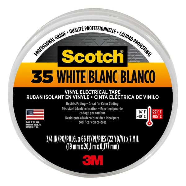Scotch 0.75 in. x 66 ft. x 7 mil #35 Electrical Tape, White