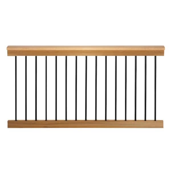 Unbranded Vista 42 in. x 6 ft. Traditional Cedar Level Rail Kit with Round Aluminum Ballusters