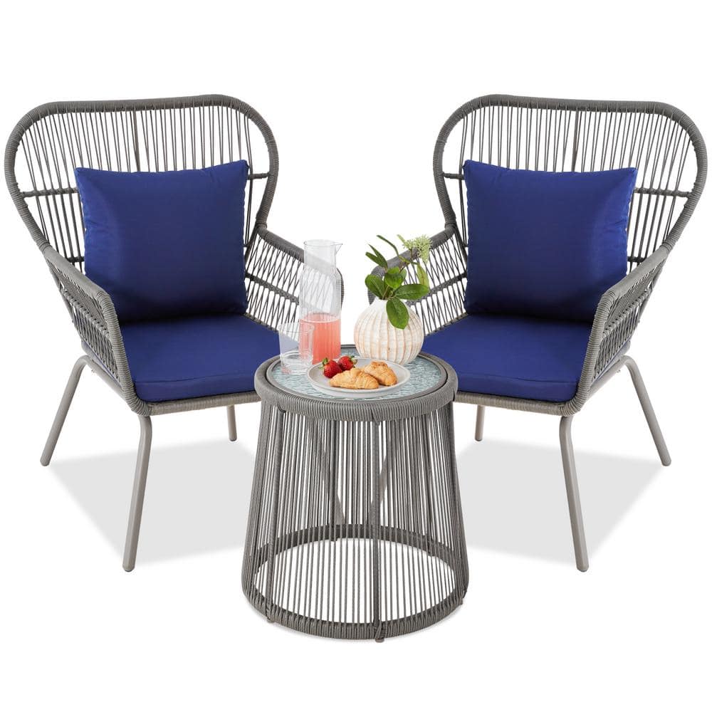 Best Choice Products 3Piece Gray Wicker Patio Conversation Outdoor
