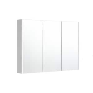 36 in. Width x 25.5 in. Height x 4.5 in. Depth Surface Mount Medicine Cabinet in Tri-View Mirror in White