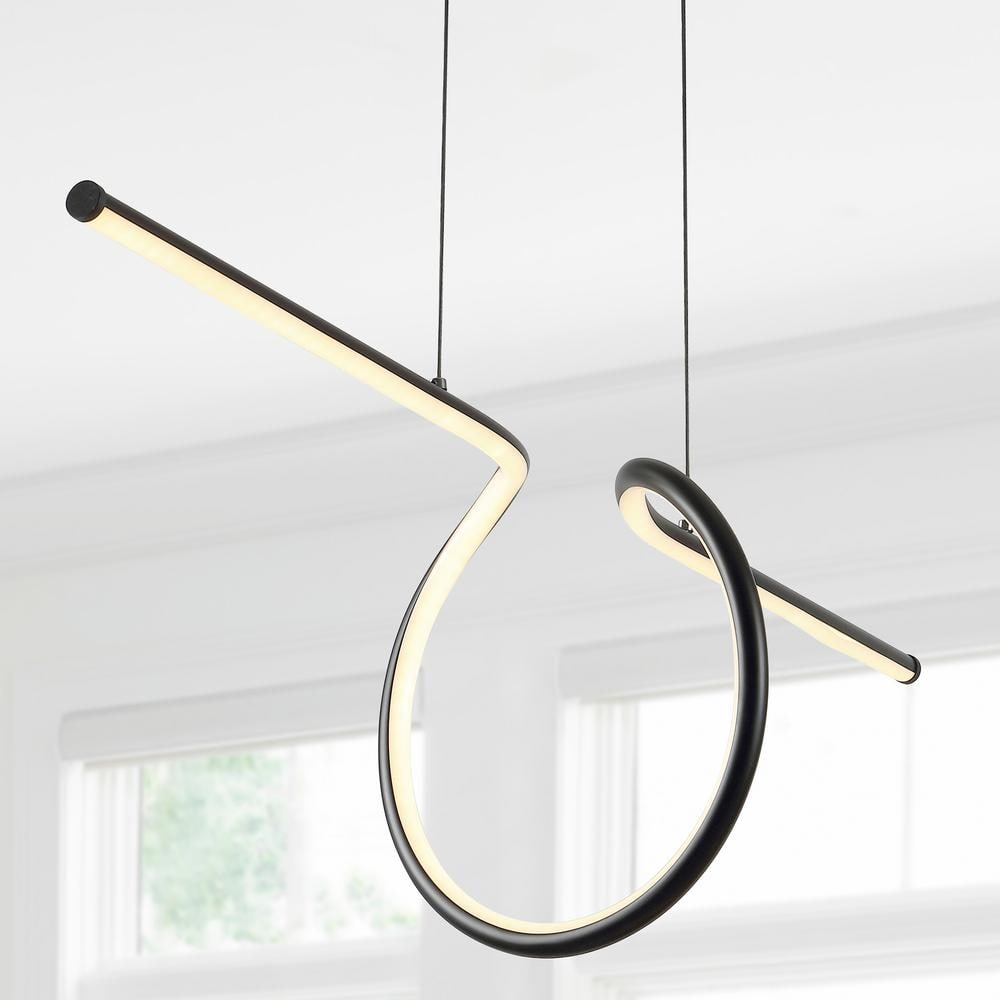 Ali 34.5" Matte Black Modern LED Metal Linear Pendant