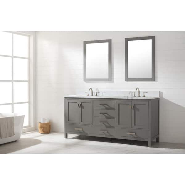Valentino 72 in. W x 22 in. D Bath Vanity in Gray with Quartz Vanity Top in White with White Basin