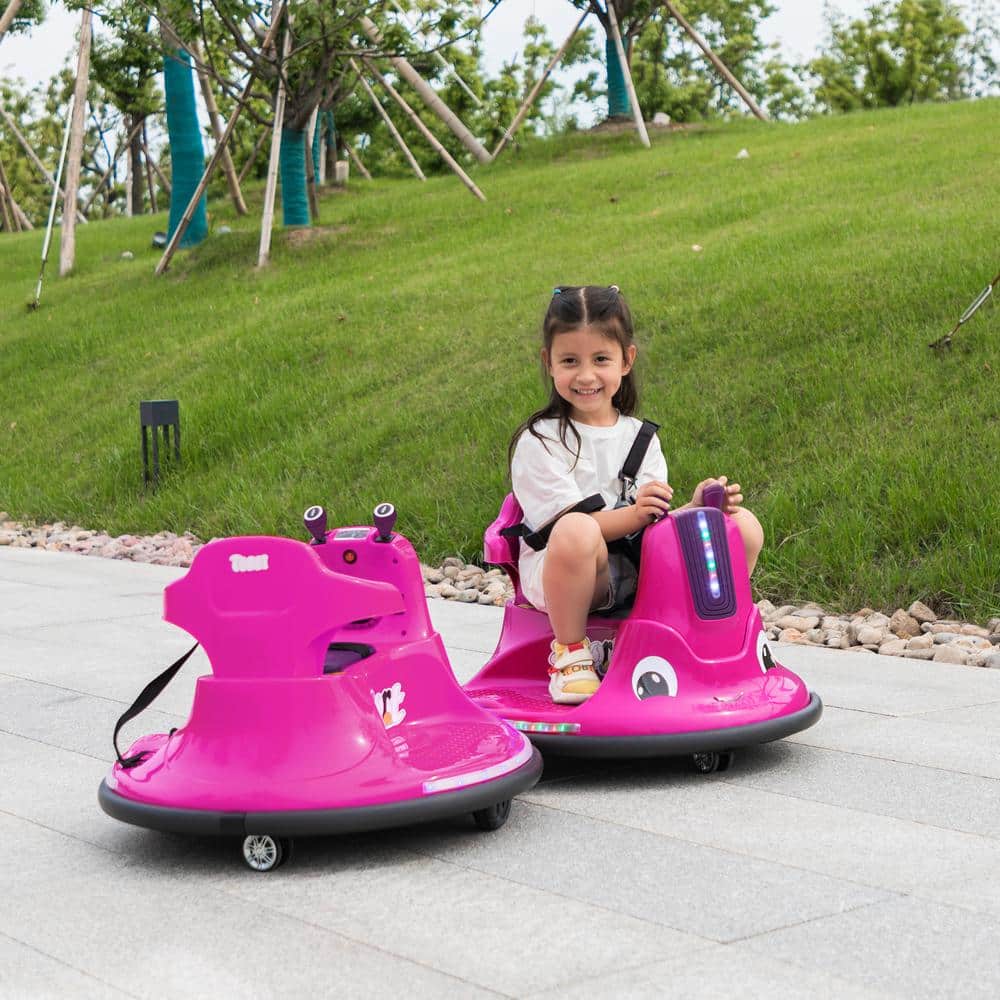 12V Pink Kids Electric Bumper Car with LED Lights