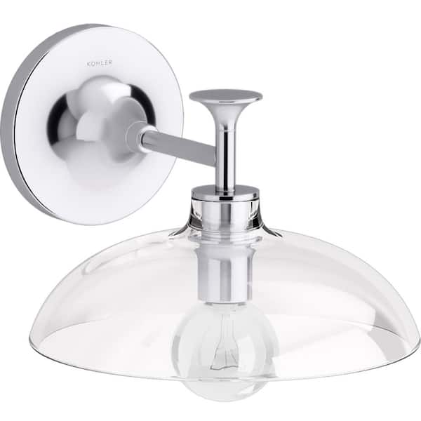 Tone 1 Light Polished Chrome Indoor Bathroom Wall Sconce, UL Listed
