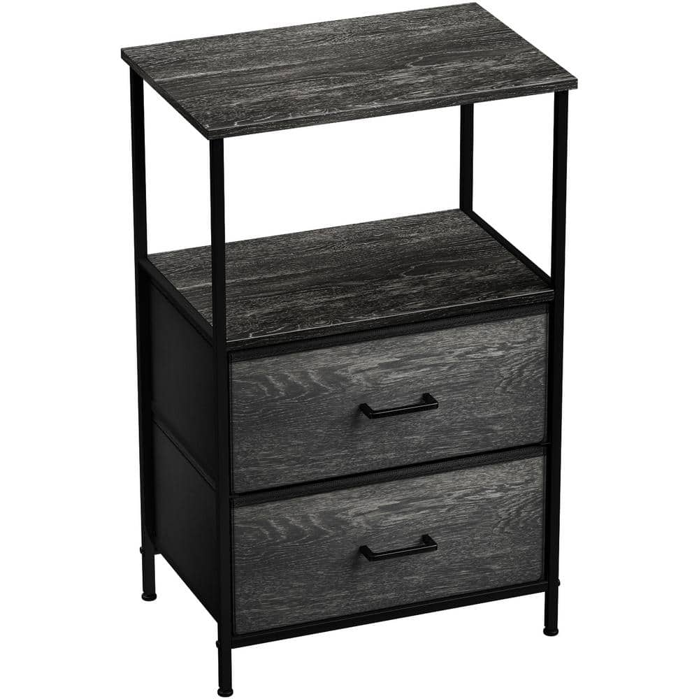 Multifunctional Fabric 2-Drawer Nightstand with Sturdy Steel Frame