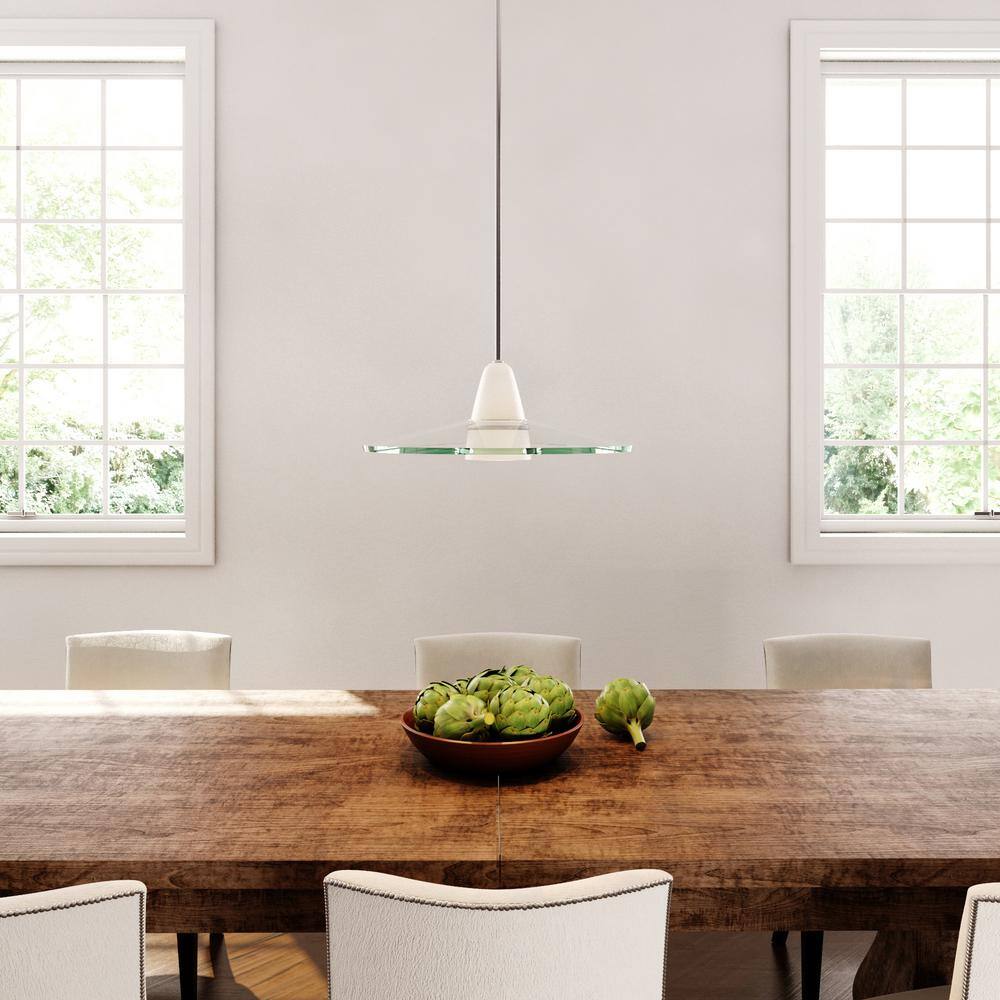Brushed Nickel 22" LED Pendant Light with Clear Glass Shade