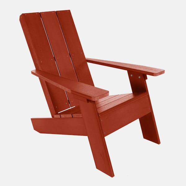 Highwood Italica Modern Recycled Plastic Rustic Red Adirondack Chair