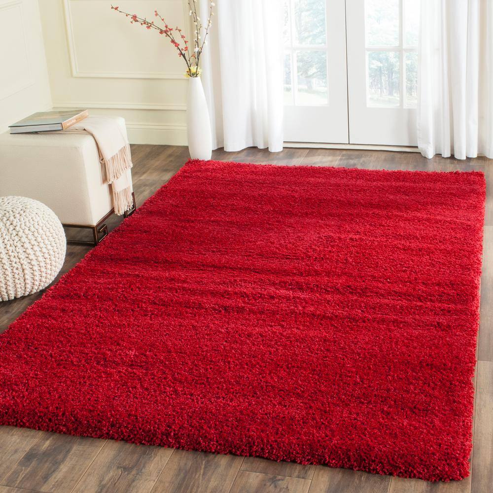 Milan Shag Red Synthetic Rectangular 4' x 6' Area Rug