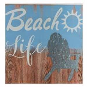 8 in. Blue Decorative Beach Life in.  Distressed Wooden Wall Plague