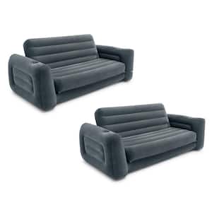 Queen Inflatable Pull-Out Sofa Bed Sleep Away Futon Couch, Gray (2-Pack)