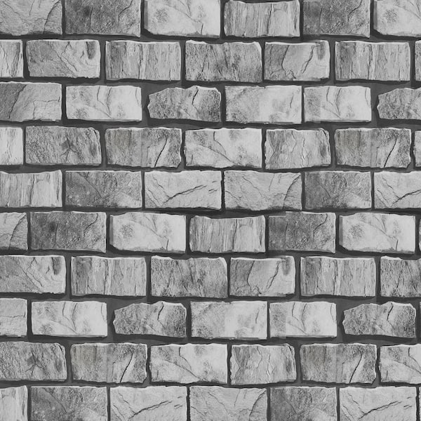 Bricks Grey, Beige Vinyl Strippable Roll (Covers 35.5 sq. ft.)
