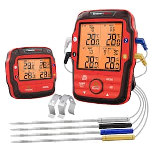 1000 ft. Red Digital Thermometer 4-probed with Range Wireless Range for Grilling