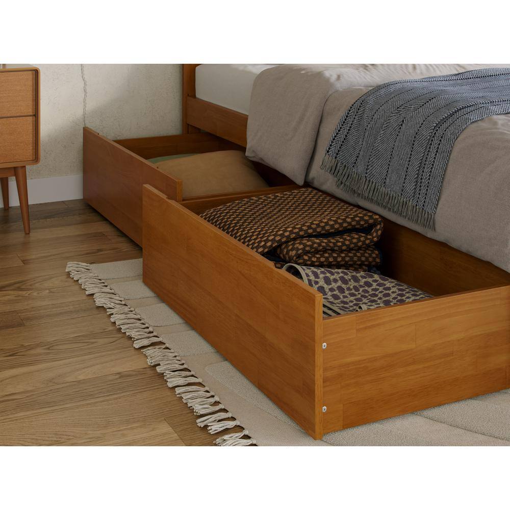 Madison Light Toffee Full Wood Platform Bed with Storage Drawers