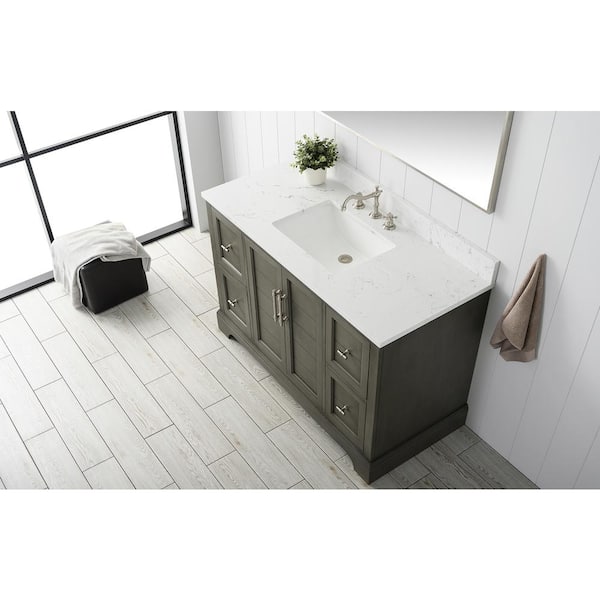 Vanity Art Chambery 48 in. W x 22 in. D x 34.5 in. H Bathroom Vanity in White with Engineered Marble Top