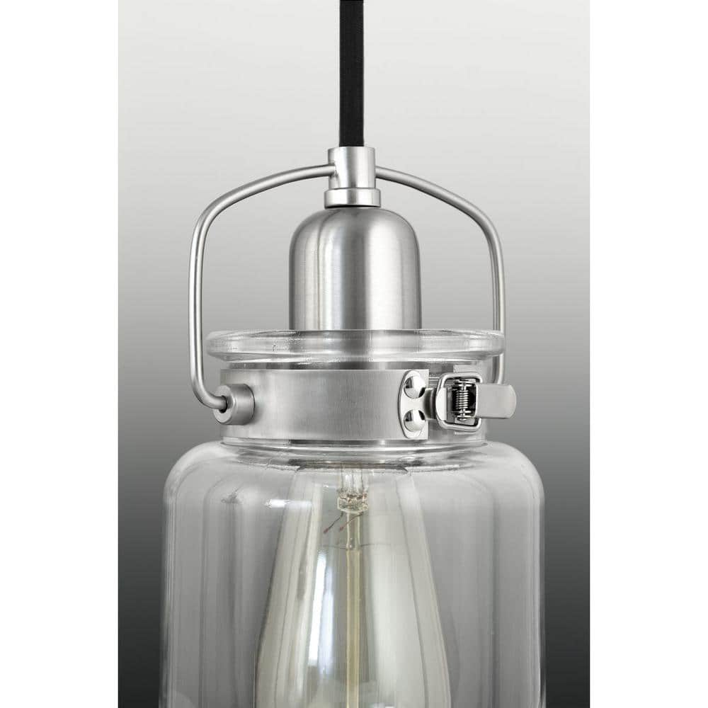 Brushed Nickel Five-Light Chandelier with Clear Glass Shades