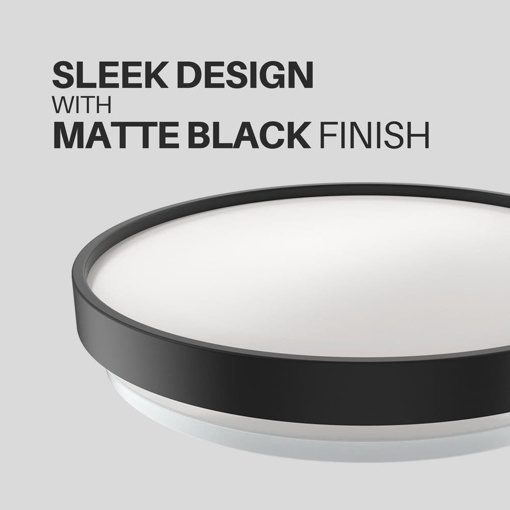 15 in. Modern Ring Slim Selectable LED Flush Mount Ceiling Light Fixture Matte Black For Kitchen Bedroom Living Room