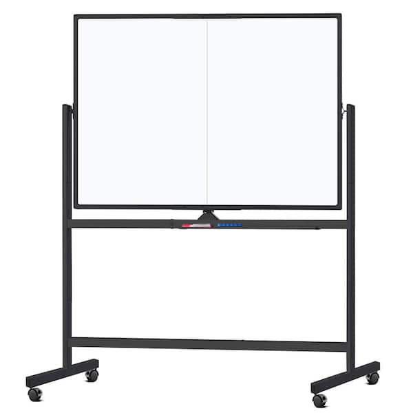 Rolling Bulletin Boards 48 x 36 Large Whiteboard Panel with Stands Big Double-Sided Dry Erase Board on Wheels, Markers