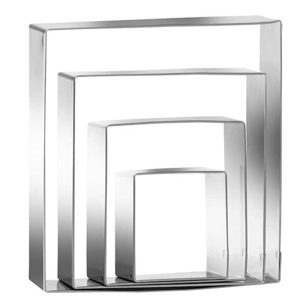 Stainless Steel Rectangle Square Cookie Biscuit Pastry Fondant Cake Cutter Set with Four Sizes 4pcs