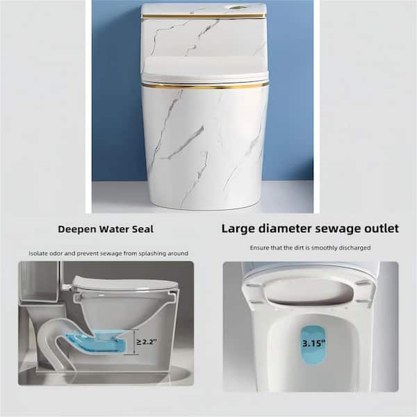 LUXSHERY 12 inch Rough In 1-Piece 1.6 gal. GPF Elongated Comfort