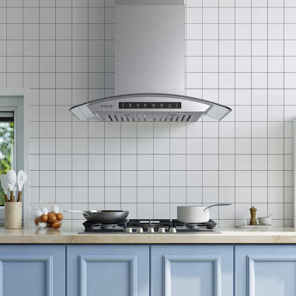 30 in. 600 CFM Ducted Wall Mount Range Hood in Stainless Steel Glass Cover with Gesture Control LED Lights and Low Noise