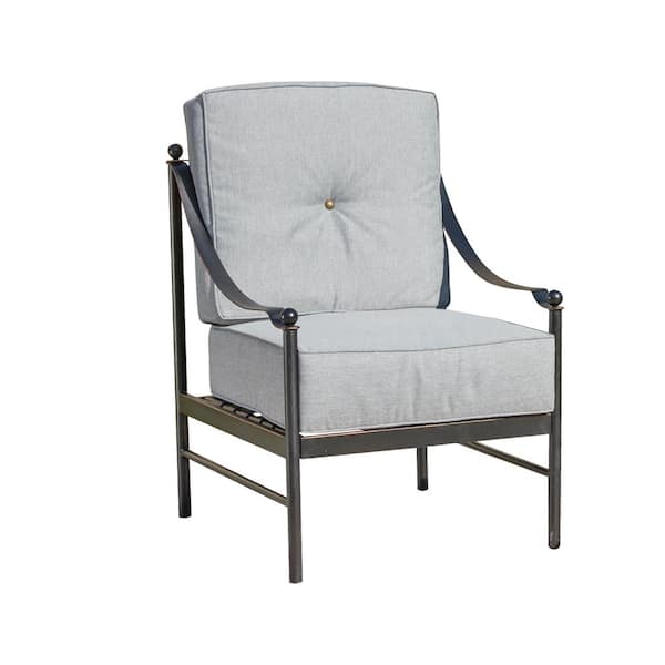 Unbranded Metal Patio Outdoor Dining Chair with Grey Cushion