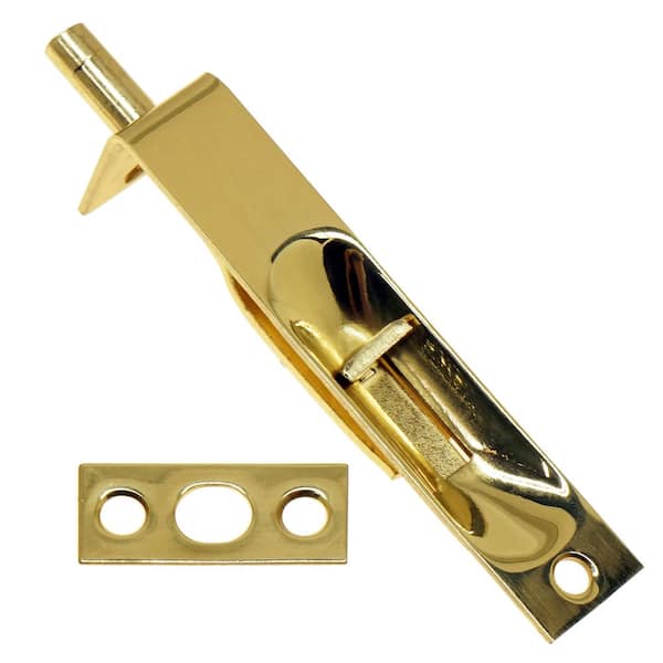 idh by St. Simons 4 in. Solid Brass Flush Bolt with Square End in Polished Brass No Lacquer