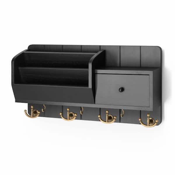 美品DEXTERブラック×イエロー 16 in. W x 3 in. D Black Key Holder Wall Mount with Mail Sorter