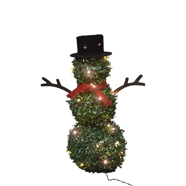 Product Works 28 in. Topiary Snowman 40 Lights Knock Down
