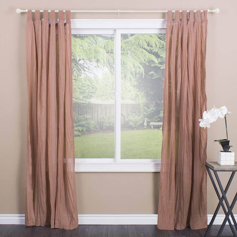 Distressed White Adjustable Leaf Ball Curtain Rod 48-86"