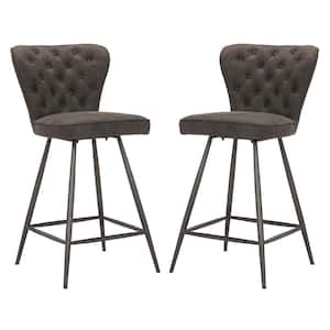 Ashby 25.98 in. High Back Gray and Black Metal Swivel Counter Stool (Set of 2)