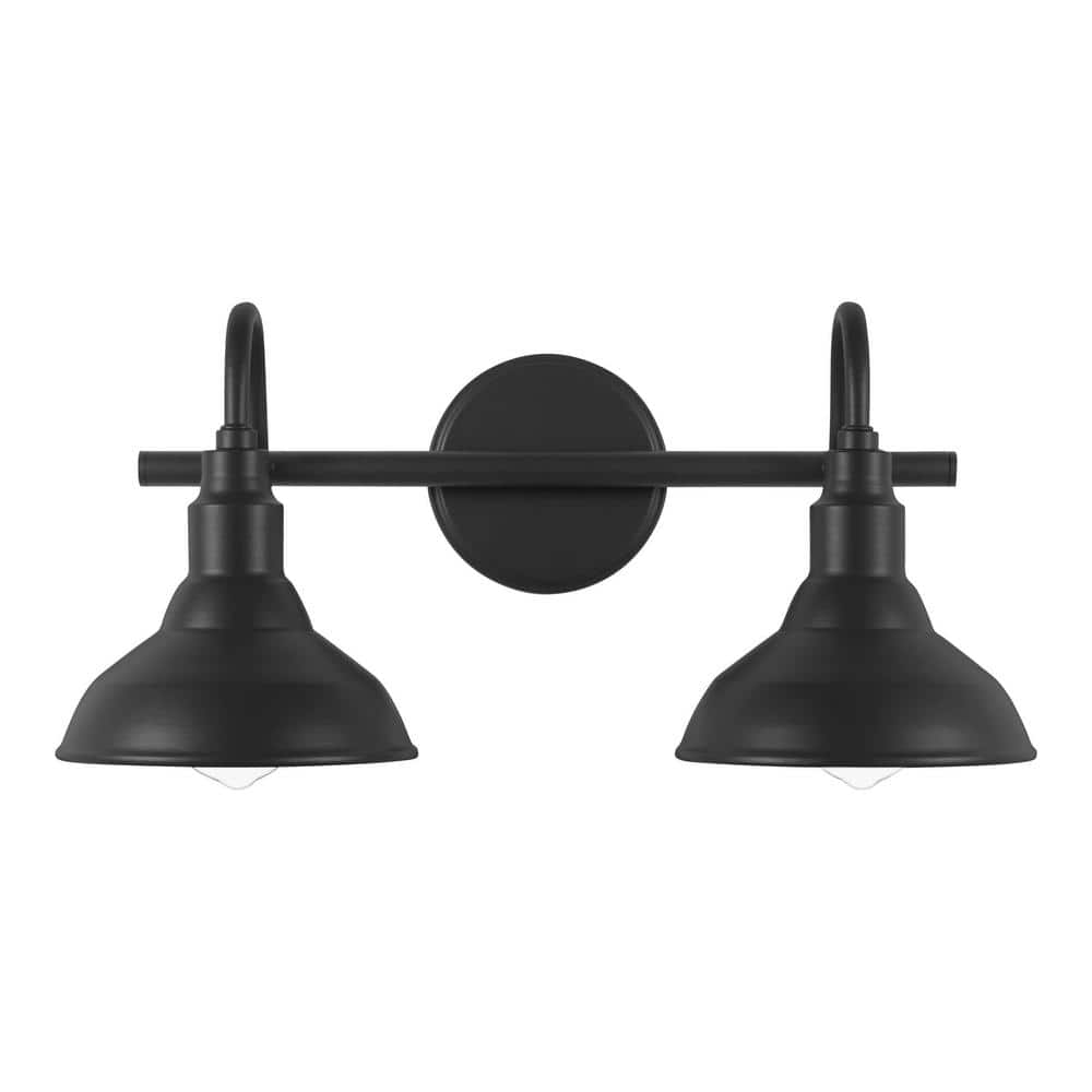 Hampton Bay Kelford 18 in. 2-Light Black Vanity Bath Light