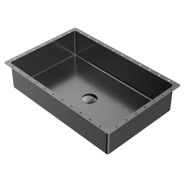 Karran CCU300 21-5/8 in. Stainless Steel Undermount Bathroom Sink in Gray Gunmetal Grey