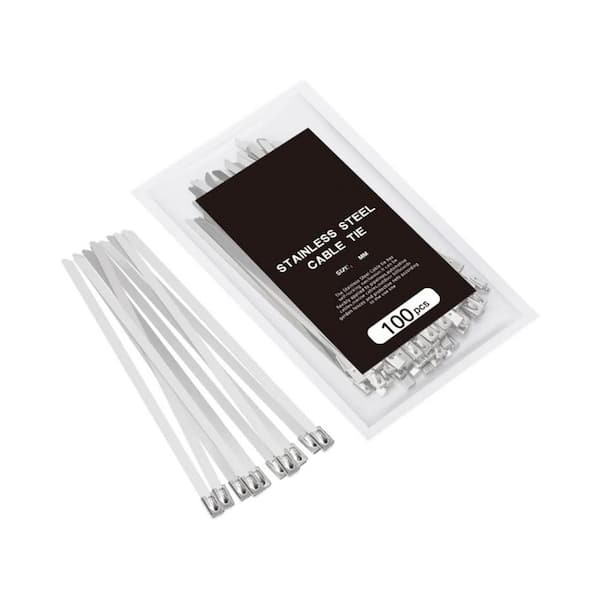 11.8 in. UV Resistant Nylon Cable Zip Tie 304 Stainless Steel 250 lb. Heavy Duty 300mm 100-Pack