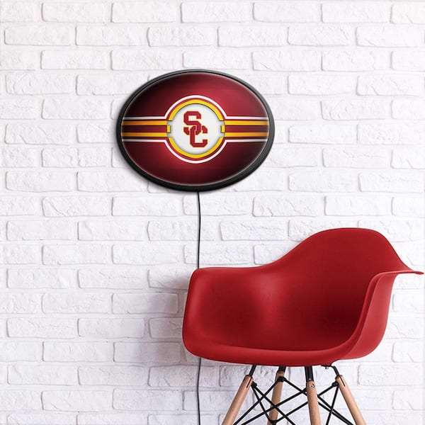 Shop Grimm USC Oval Made in USA University of Southern California Rotating Illuminated LED Wall Sign Featuring The Trojans Interlocking SC Athletic Mark