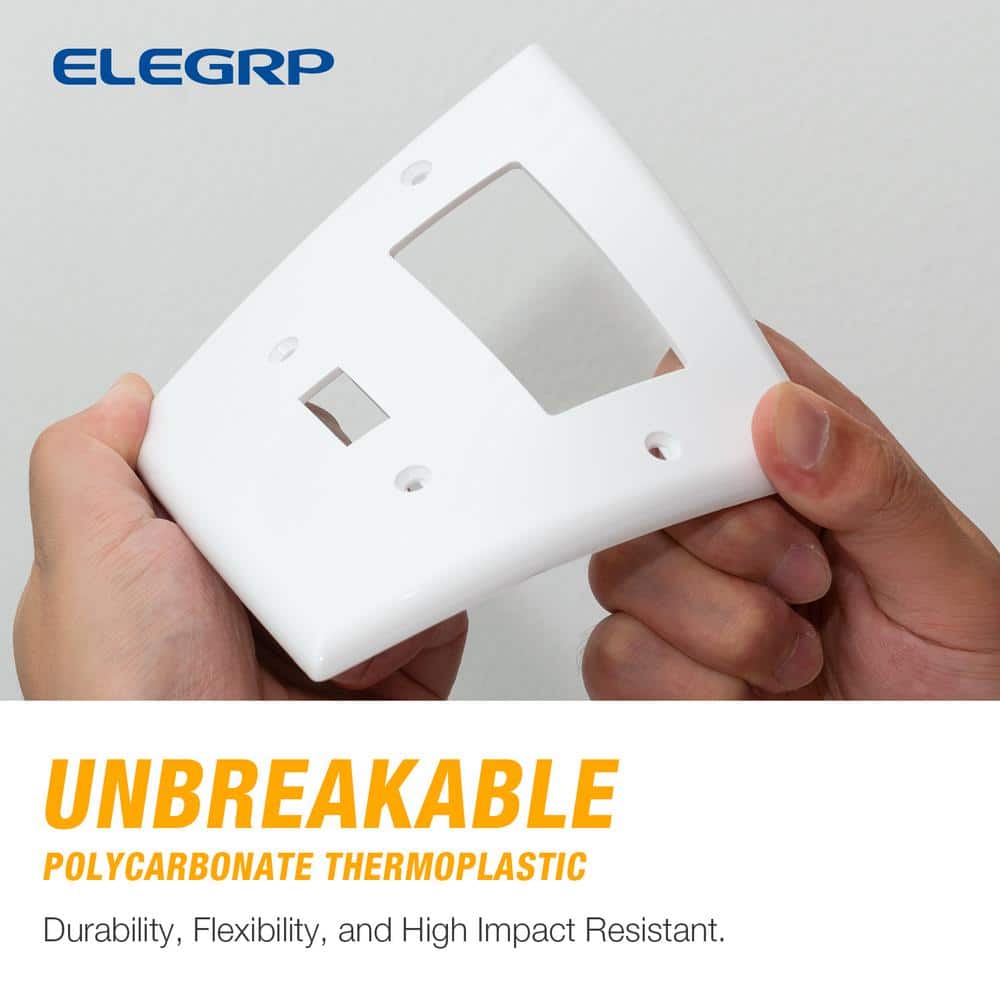White Plastic 2-Gang Toggle and Decorator Wall Plate Set