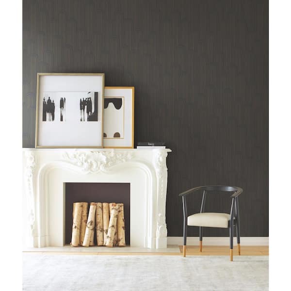 Black Metallic Speakeasy Paper Unpasted Wallpaper (27 in. x 27 ft.)