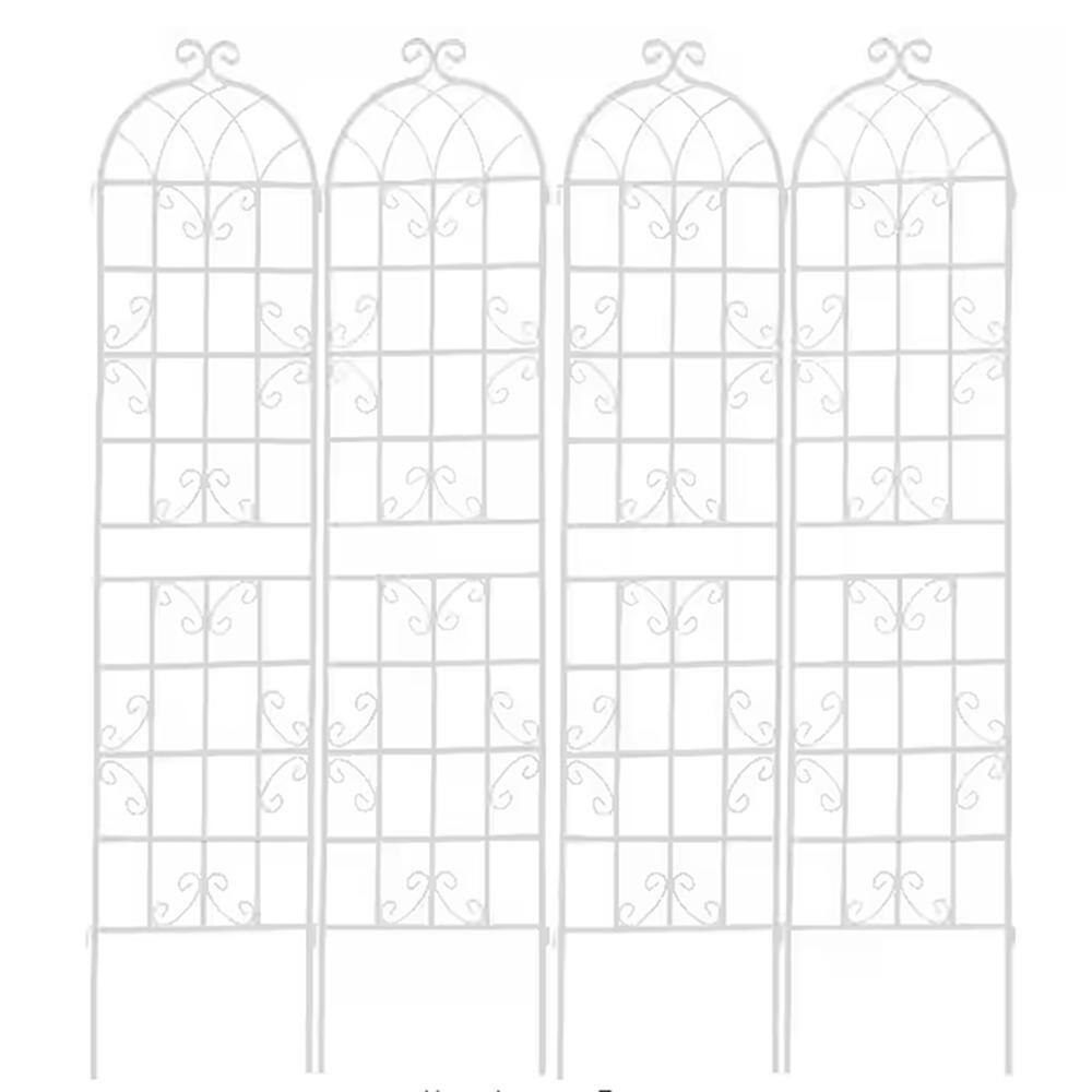 71 in. H 4-Pack White Metal Garden Trellis Rustproof Trellis Outdoor Flower