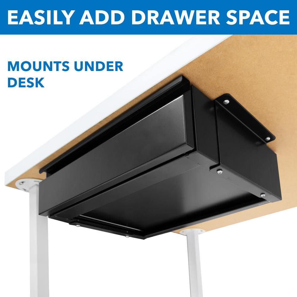 Matte Black Steel Under Desk Pull-Out Drawer Kit