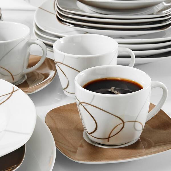 VEWEET 30-Piece Casual Ivory White with Black Lines Pattern Porcelain  Dinnerware Set (Service for 6) TERESA001 - The Home Depot