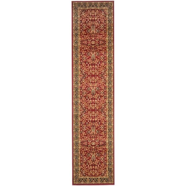SAFAVIEH Lyndhurst Red/Black 2 ft. x 10 ft. Border Antique Floral Runner Rug